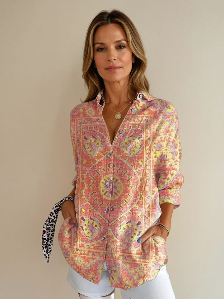 Vivienne - Casual Blouse with Retro Print