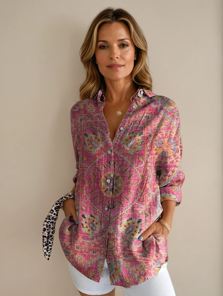 Vivienne - Casual Blouse with Retro Print