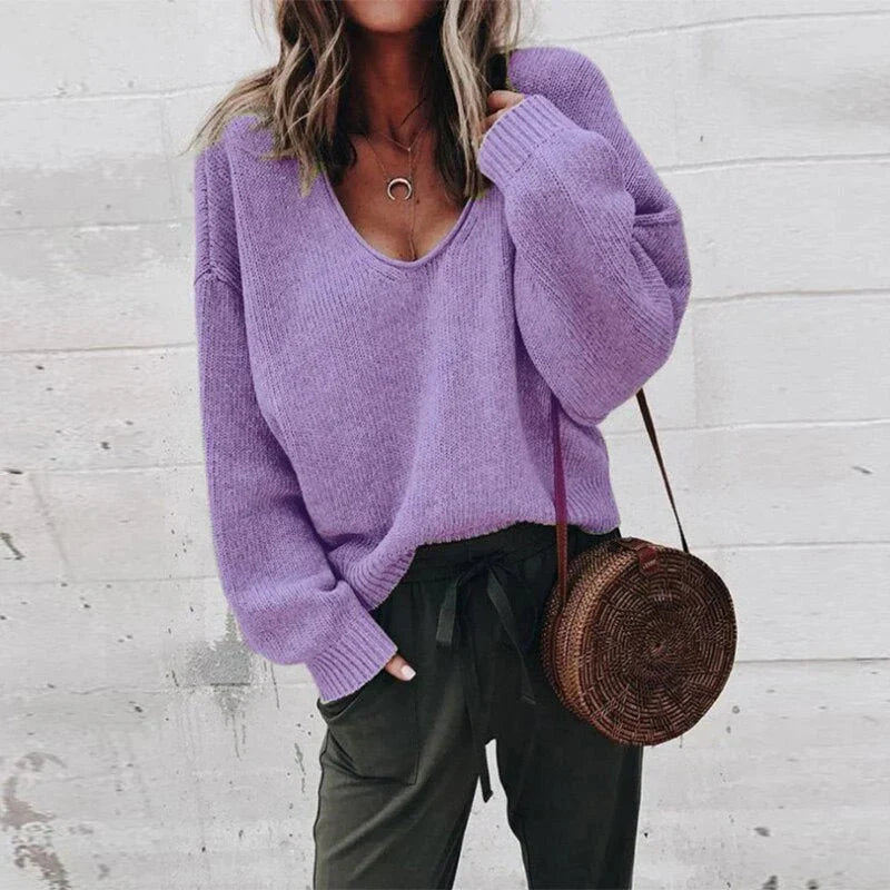 Blythe - Relaxed V-Neck Sweater Oversized Fit